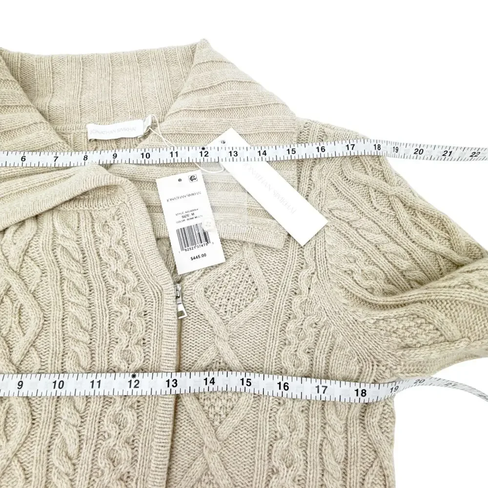 JONATHAN SIMKHAI Davina Patchwork Cardigan Jacket in Bone Multi M - Picture 10 of 12